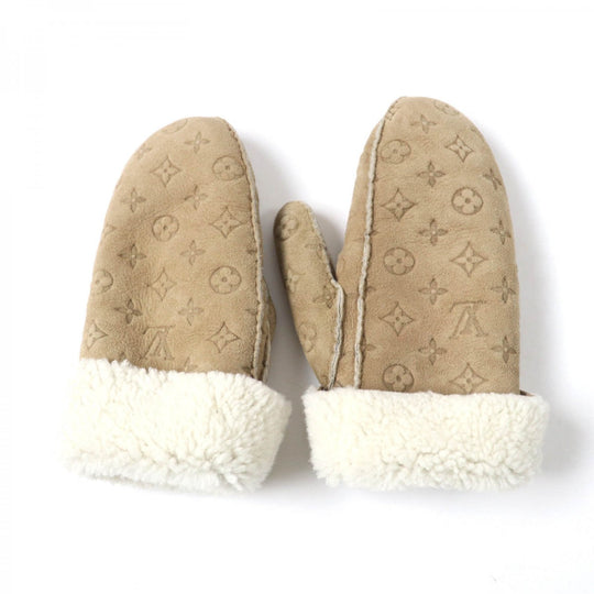 LOUIS VUITTON gloves M76453 Main: Sheep leather beige Muff Sharlingram Women Used Authentic