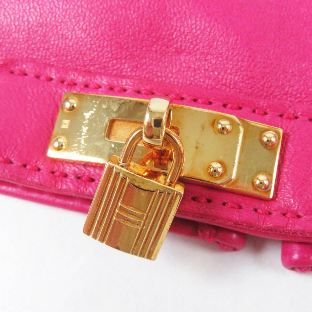HERMES gloves Main: 100% lamb leather, lining: 100% cashmere shocking pink SOYA Women 6.5 Used Authentic