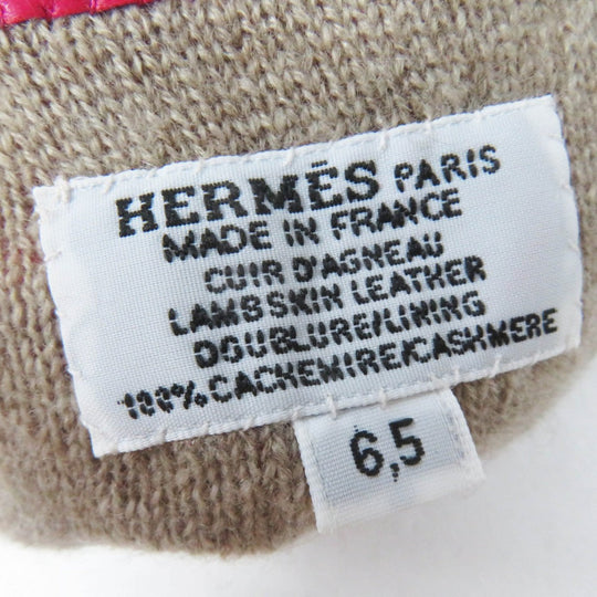 HERMES gloves Main: 100% lamb leather, lining: 100% cashmere shocking pink SOYA Women 6.5 Used Authentic