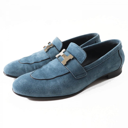 HERMES loafers 222067Z Main: Suede leather blue Women 38 Used Authentic