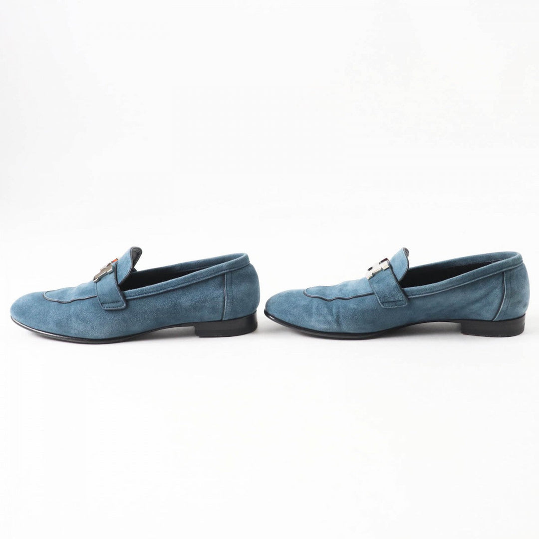 HERMES loafers 222067Z Main: Suede leather blue Women 38 Used Authentic
