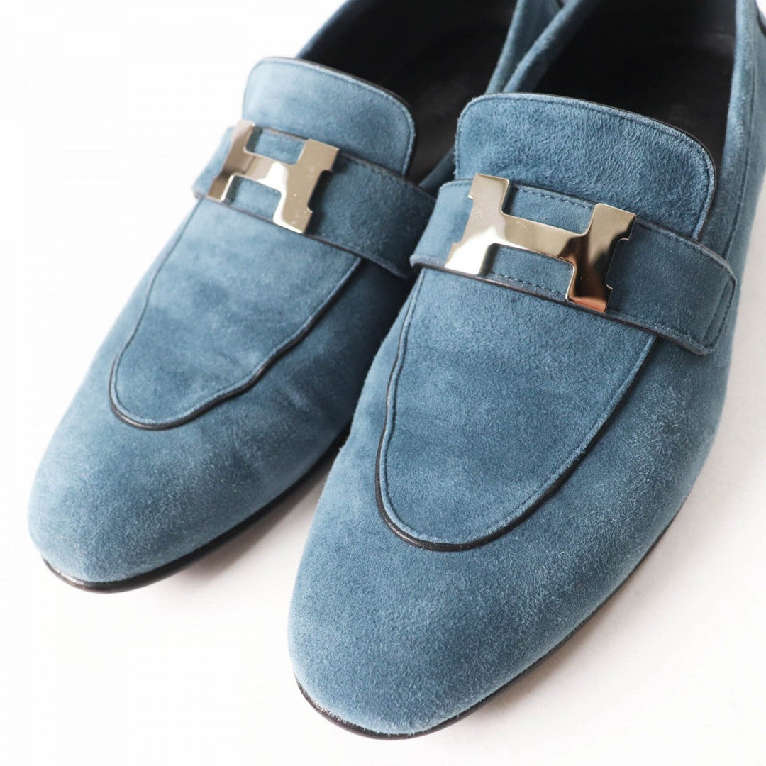 HERMES loafers 222067Z Main: Suede leather blue Women 38 Used Authentic