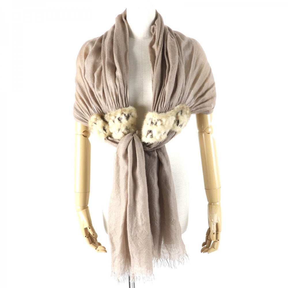 FENDI Stall Main: 70% cashmere, Main: 30% silk Beige type Women Used Authentic