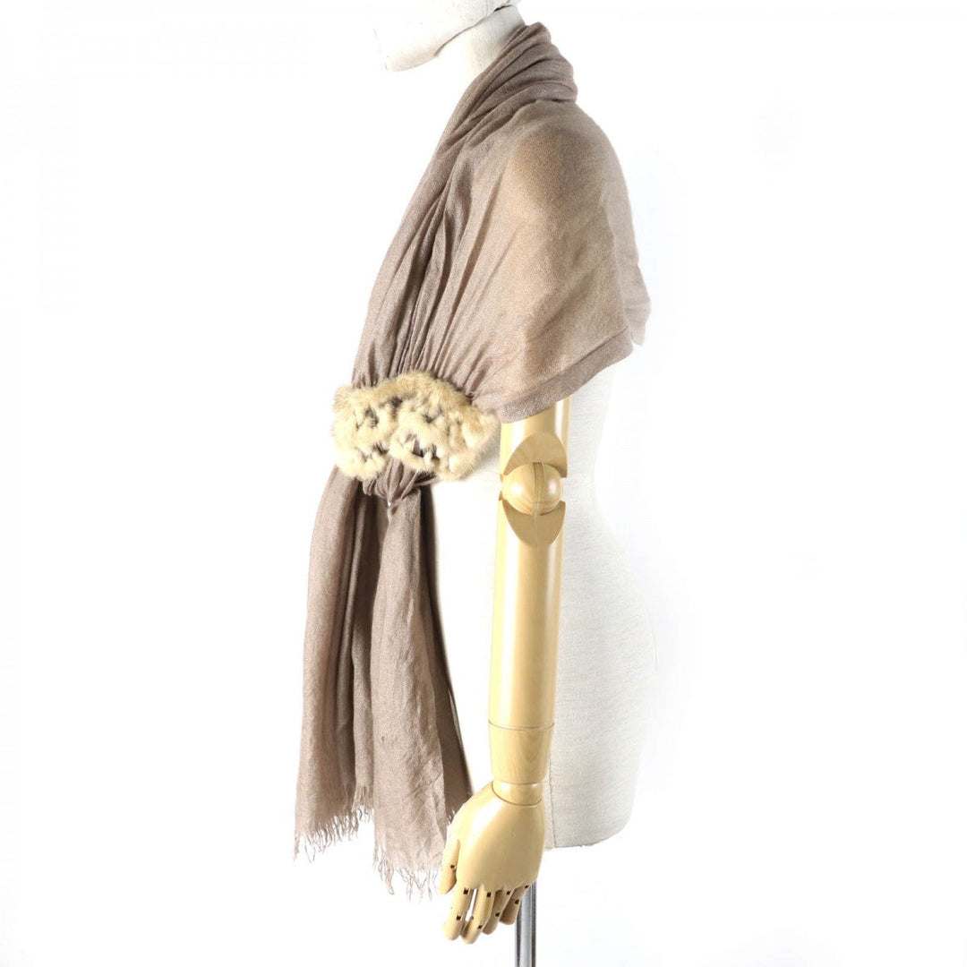 FENDI Stall Main: 70% cashmere, Main: 30% silk Beige type Women Used Authentic
