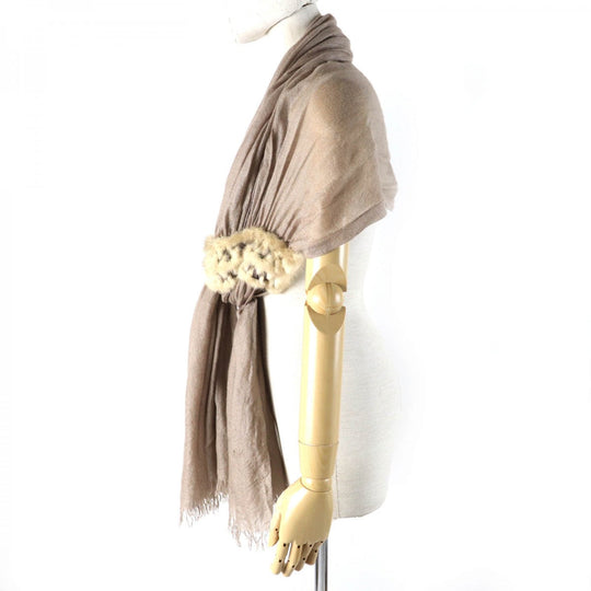 FENDI Stall Main: 70% cashmere, Main: 30% silk Beige type Women Used Authentic