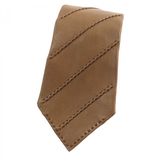 HERMES tie Main: Leather Brown mens Used Authentic