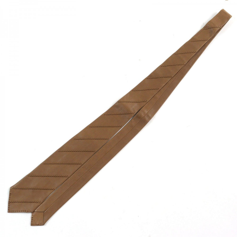 HERMES tie Main: Leather Brown mens Used Authentic