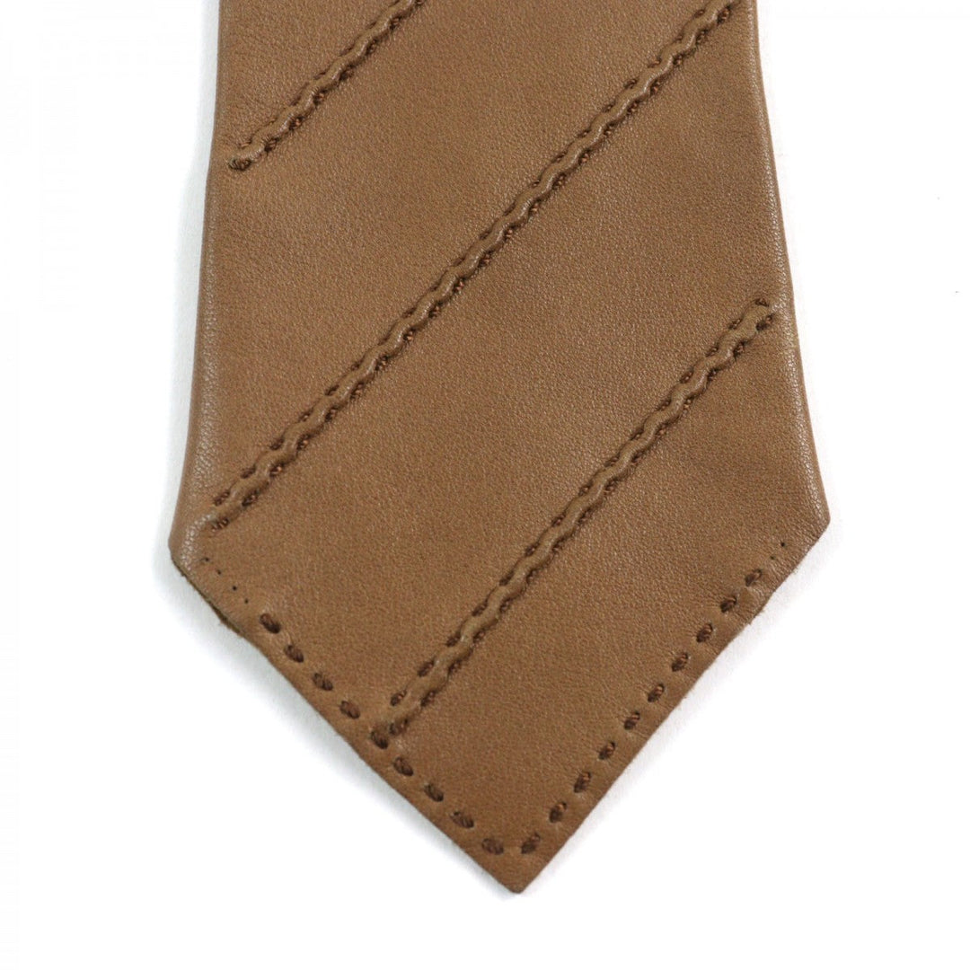 HERMES tie Main: Leather Brown mens Used Authentic