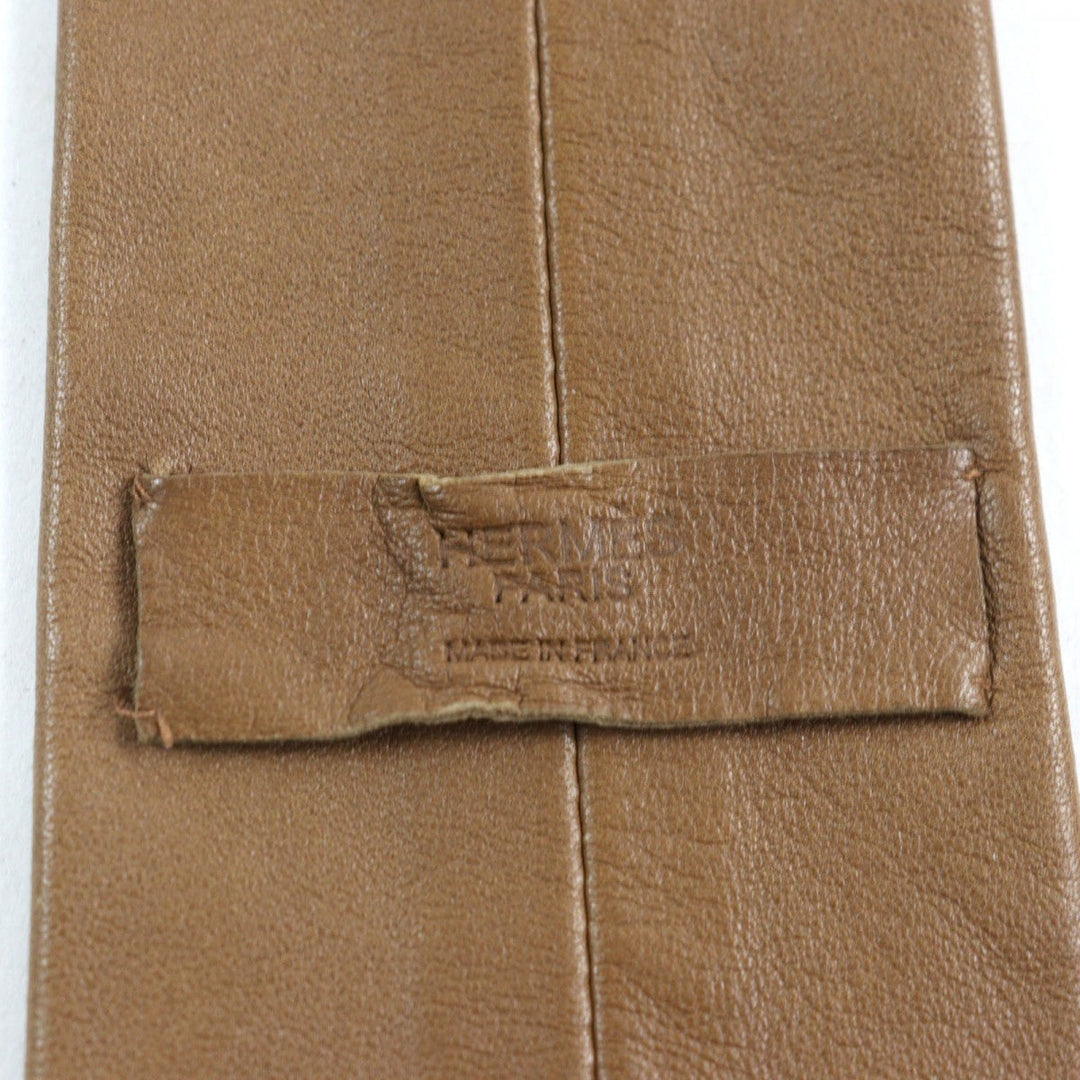 HERMES tie Main: Leather Brown mens Used Authentic