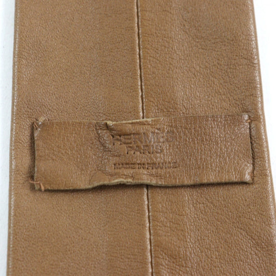 HERMES tie Main: Leather Brown mens Used Authentic