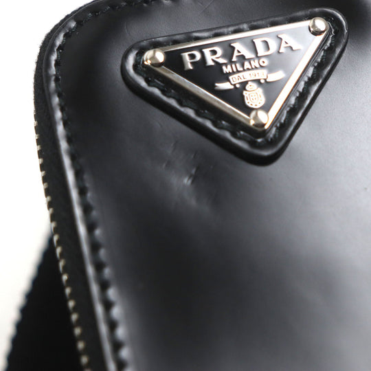 PRADA Shoulder Bag 2VH069 Main: Brushed leather black Brick mens Used Authentic