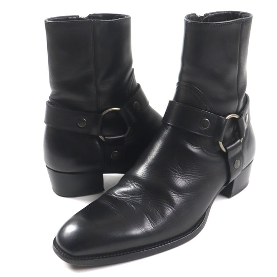 SAINT LAURENT PARIS short boots 496880 Main: Leather black Wyatt mens 40 Used Authentic