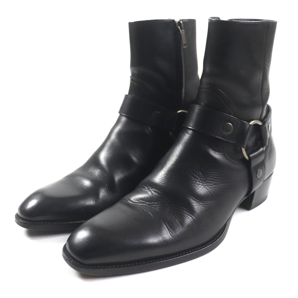 SAINT LAURENT PARIS short boots 496880 Main: Leather black Wyatt mens 40 Used Authentic