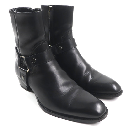 SAINT LAURENT PARIS short boots 496880 Main: Leather black Wyatt mens 40 Used Authentic