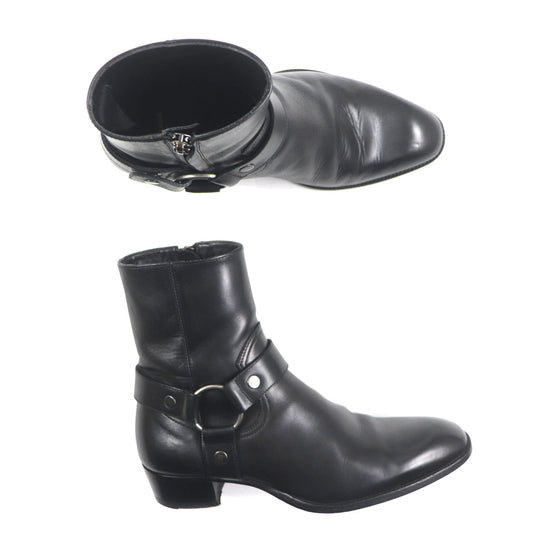 SAINT LAURENT PARIS short boots 496880 Main: Leather black Wyatt mens 40 Used Authentic