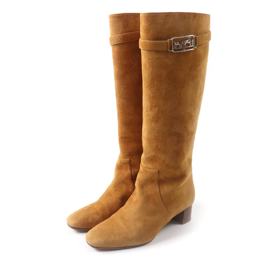 HERMES Knee-high boots Main: Suede leather light brown Versailles Women 36 Used Authentic