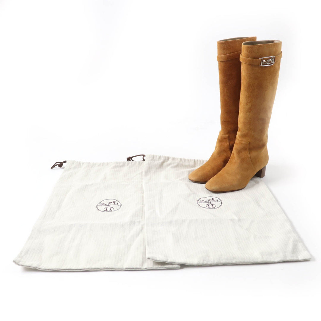 HERMES Knee-high boots Main: Suede leather light brown Versailles Women 36 Used Authentic