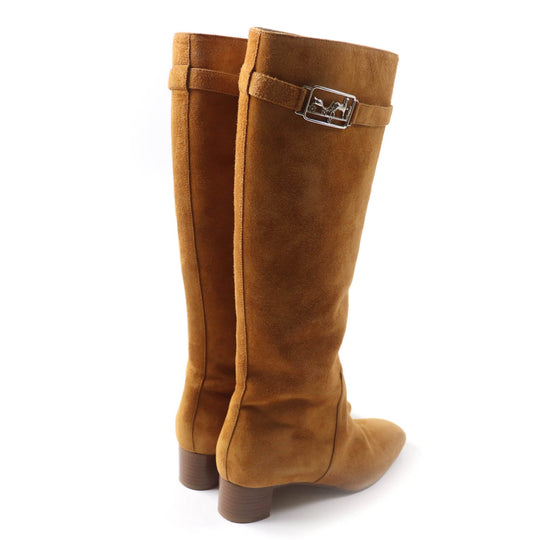 HERMES Knee-high boots Main: Suede leather light brown Versailles Women 36 Used Authentic