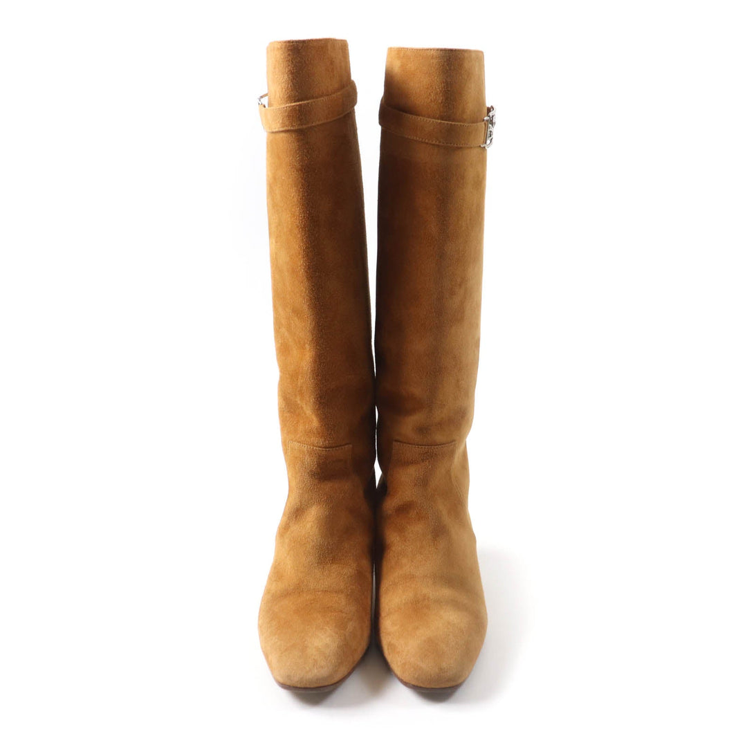 HERMES Knee-high boots Main: Suede leather light brown Versailles Women 36 Used Authentic