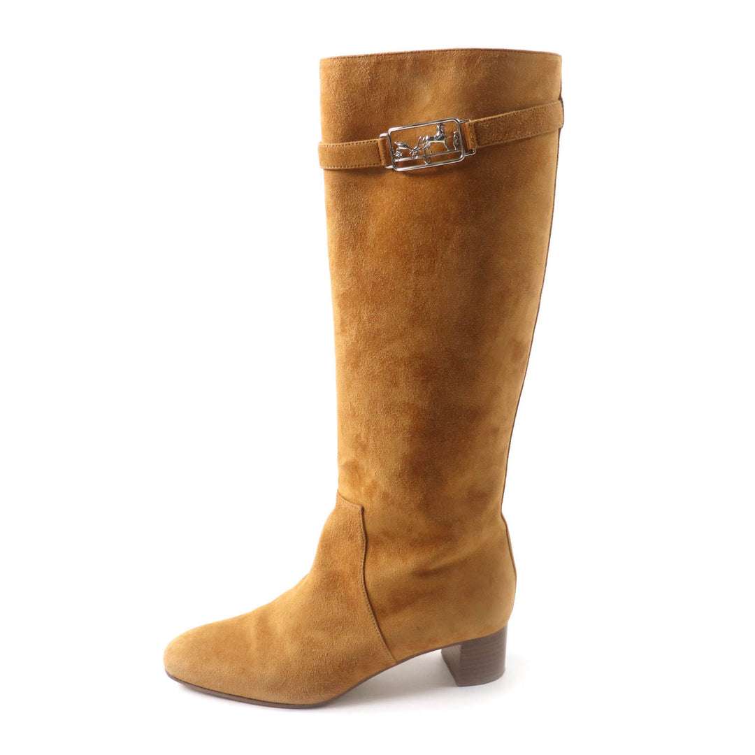 HERMES Knee-high boots Main: Suede leather light brown Versailles Women 36 Used Authentic