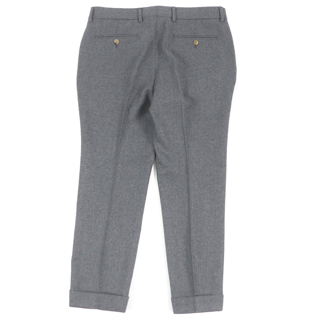 GUCCI slacks 698813 Outer material: 100% wool, leather part: cowhide gray mens 50 Used Authentic