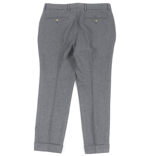 GUCCI slacks 698813 Outer material: 100% wool, leather part: cowhide gray mens 50 Used Authentic