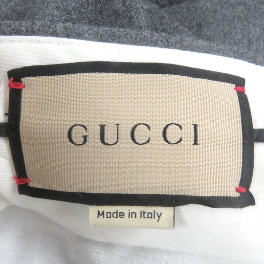 GUCCI slacks 698813 Outer material: 100% wool, leather part: cowhide gray mens 50 Used Authentic