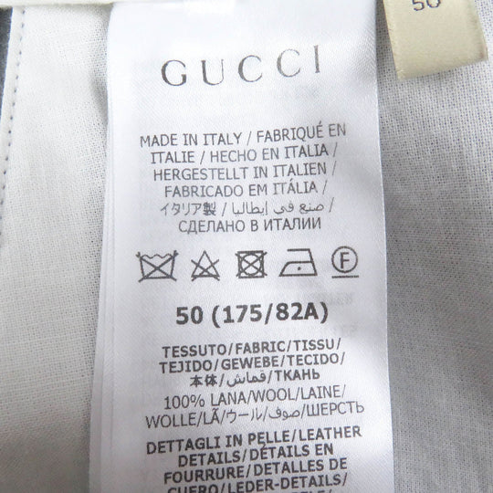 GUCCI slacks 698813 Outer material: 100% wool, leather part: cowhide gray mens 50 Used Authentic