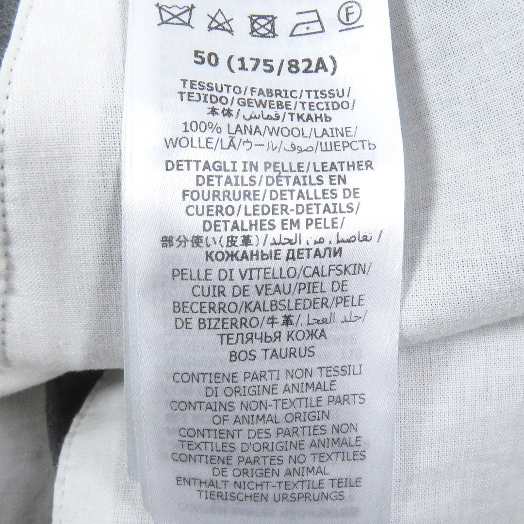 GUCCI slacks 698813 Outer material: 100% wool, leather part: cowhide gray mens 50 Used Authentic