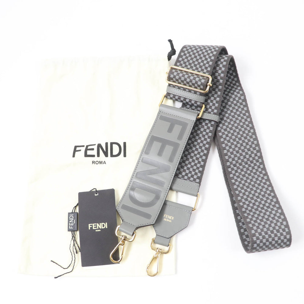 FENDI Shoulder strap 8AV156 ADLB Main: Leather gray Strap you Women Used Authentic