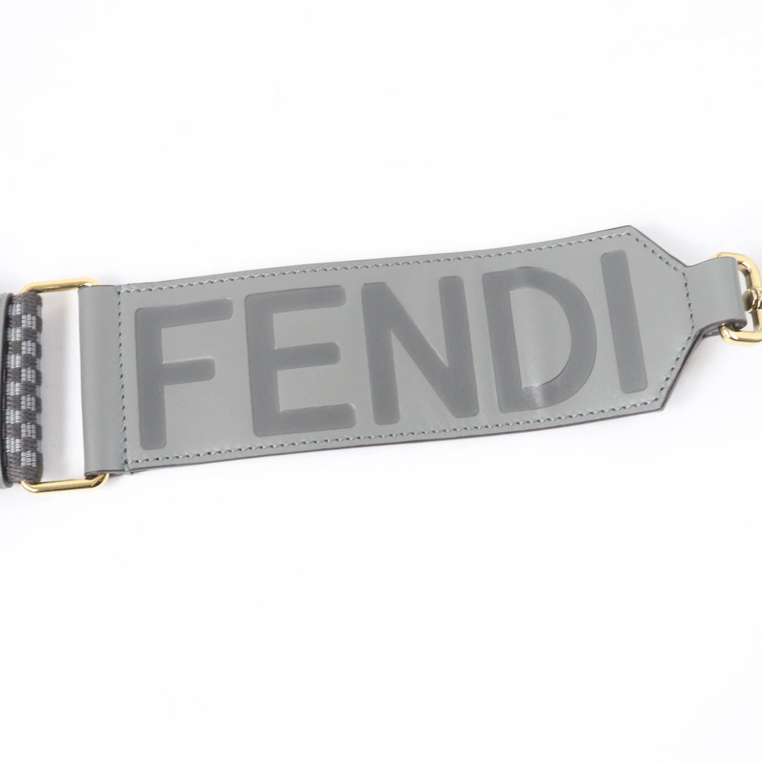FENDI Shoulder strap 8AV156 ADLB Main: Leather gray Strap you Women Used Authentic