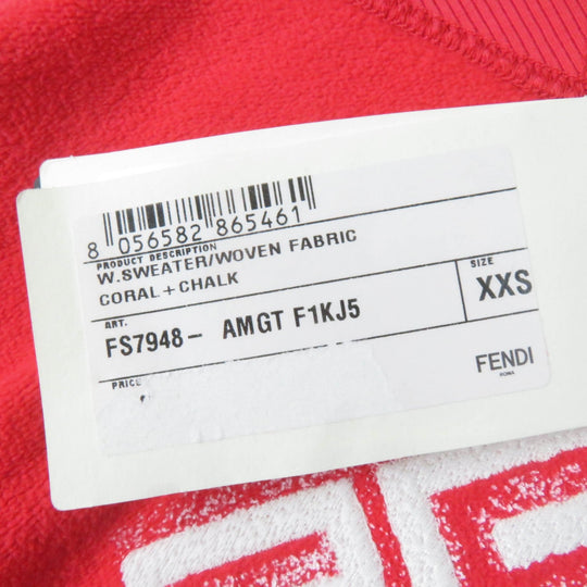 FENDI sweat FS7948 Main: 100% cotton, Part: 97% cotton, Part: 3% polyurethane, Lining: 100% cotton, Part: 100% polyester Red type Women XXS Used Authentic