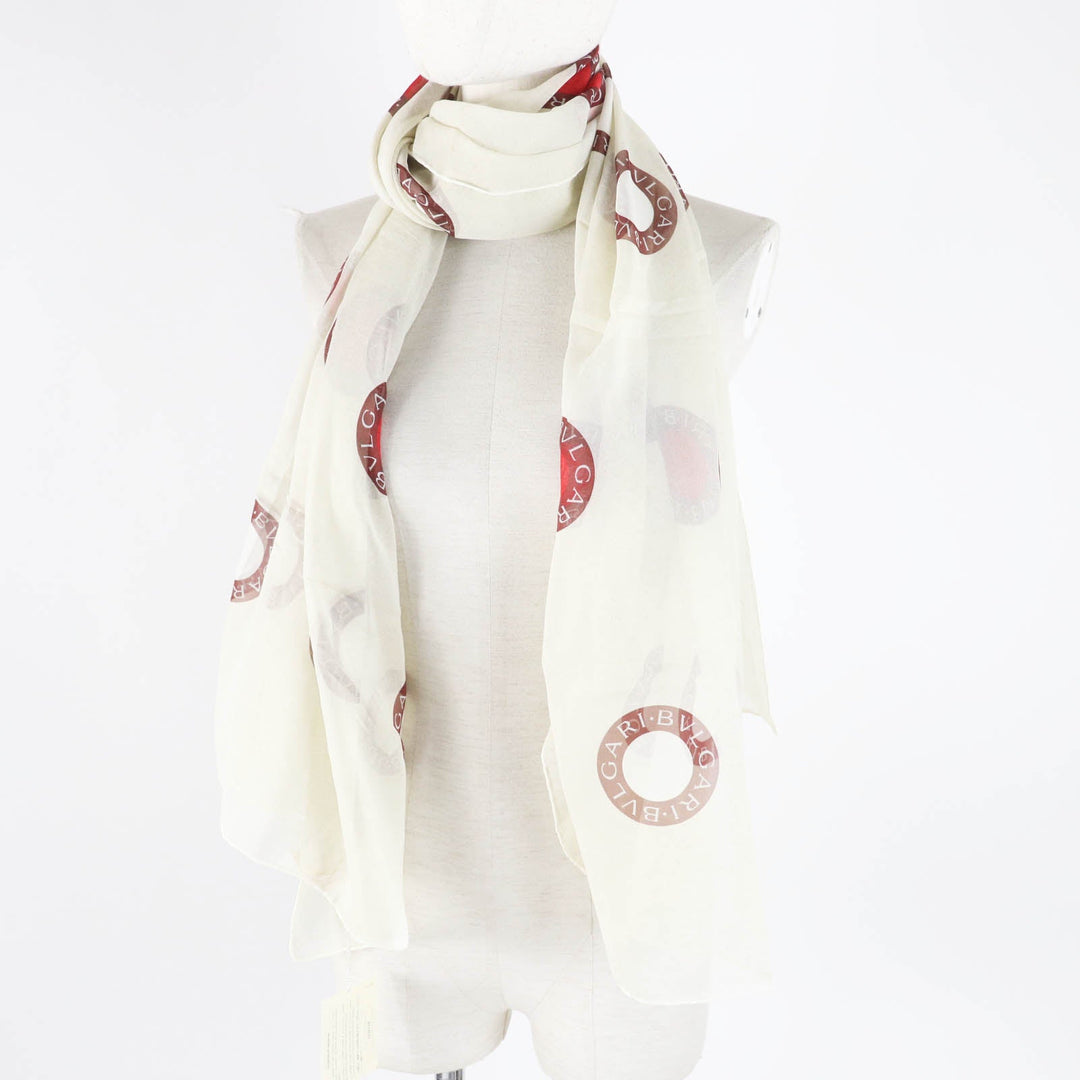 BVLGARI scarf Main: 100% silk Light Beige Brown Red Bulgari Bulgari Women Used Authentic