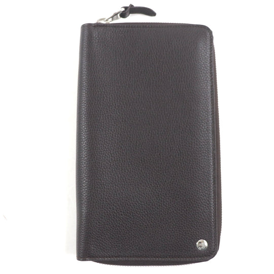 Dunhill Long Wallet Purse Main: Grain leather Dark brown BOSTON Boston mens Used Authentic