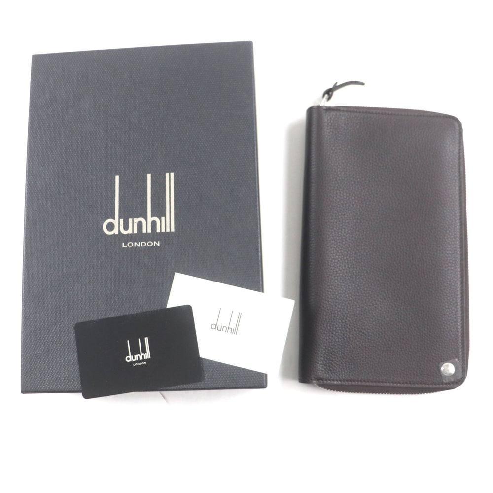 Dunhill Long Wallet Purse Main: Grain leather Dark brown BOSTON Boston mens Used Authentic