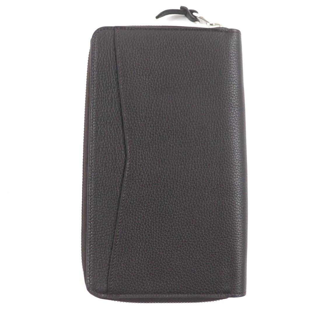Dunhill Long Wallet Purse Main: Grain leather Dark brown BOSTON Boston mens Used Authentic
