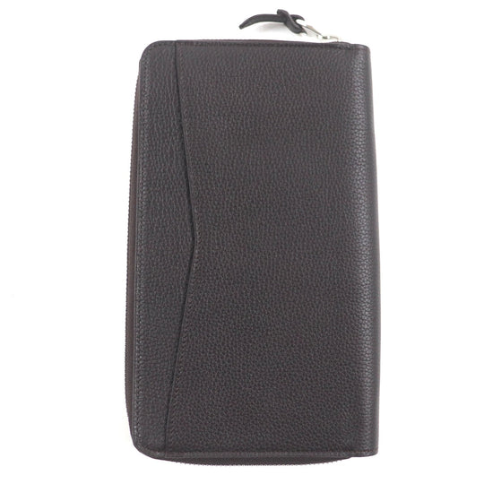 Dunhill Long Wallet Purse Main: Grain leather Dark brown BOSTON Boston mens Used Authentic