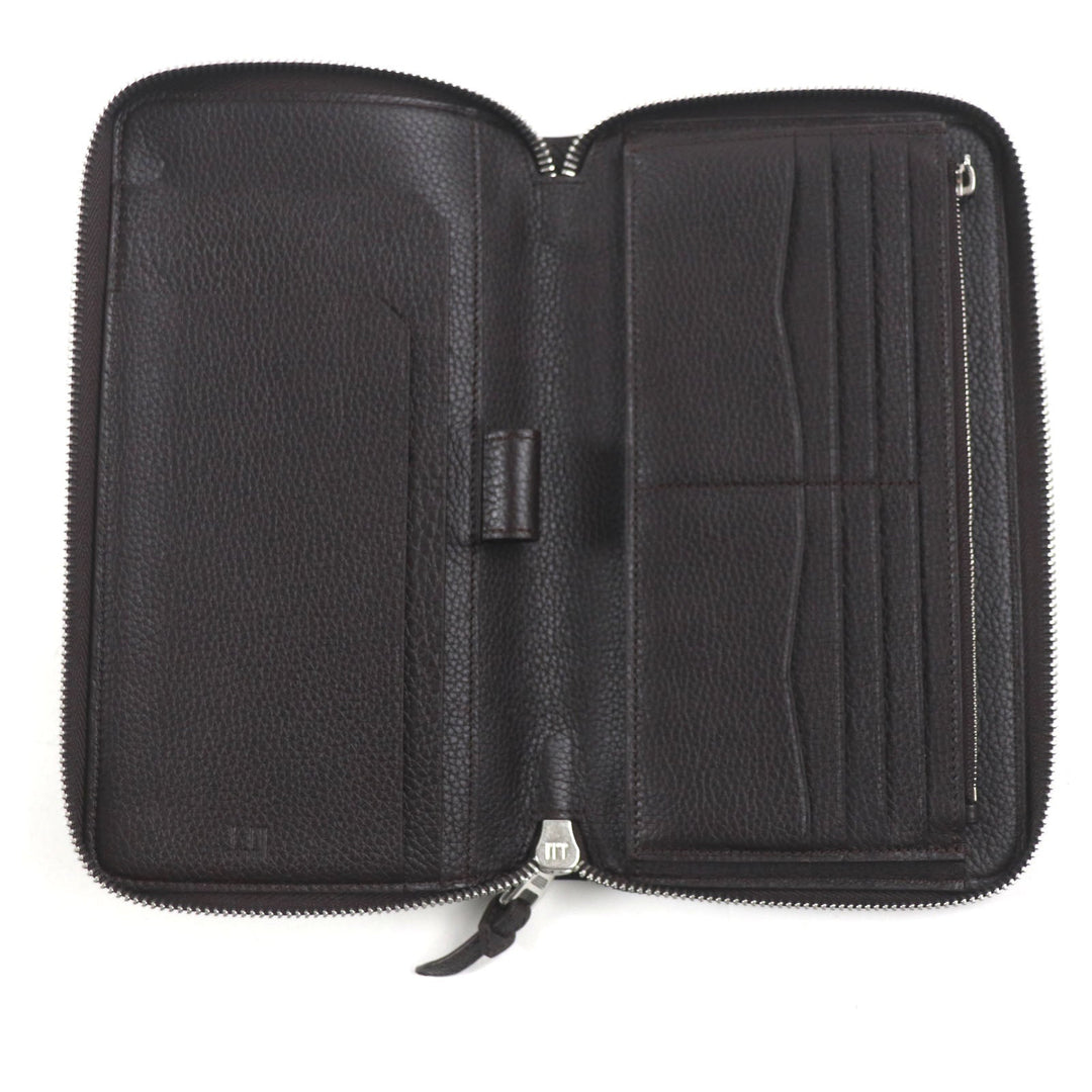 Dunhill Long Wallet Purse Main: Grain leather Dark brown BOSTON Boston mens Used Authentic
