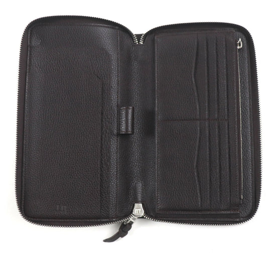 Dunhill Long Wallet Purse Main: Grain leather Dark brown BOSTON Boston mens Used Authentic