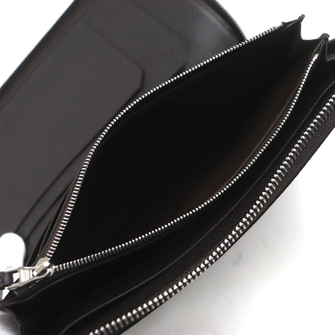 Dunhill Long Wallet Purse Main: Grain leather Dark brown BOSTON Boston mens Used Authentic