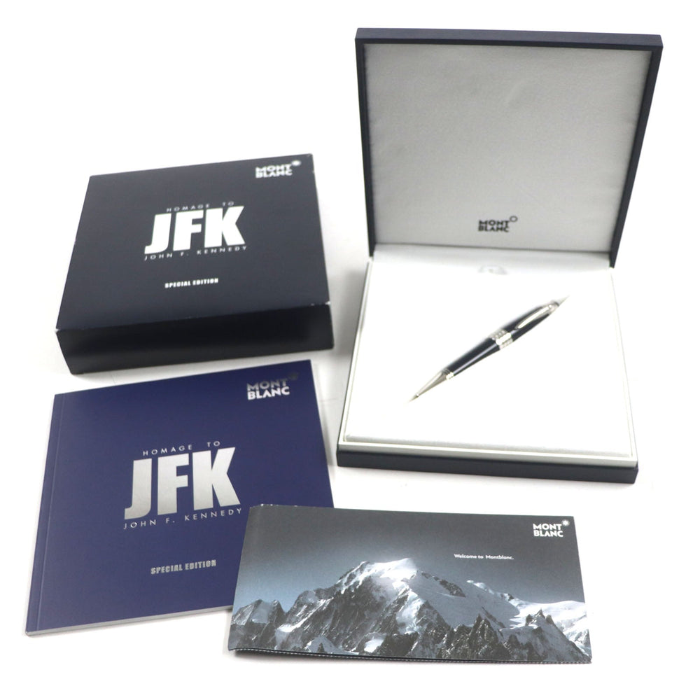 MONTBLANC Ballpoint pen  MB132089 Resin, Platinum Dark Blue Silver John F Kennedy Special Edition mens Used Authentic