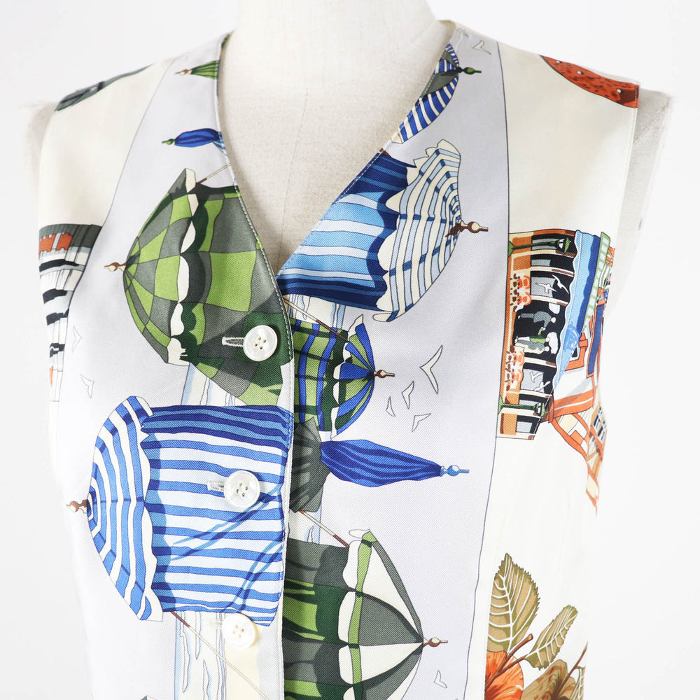 HERMES Vest Outer: 100% silk, Outer: 100% acetate, Lining: 100% acetate Multi Margiela period Women 40 Used Authentic