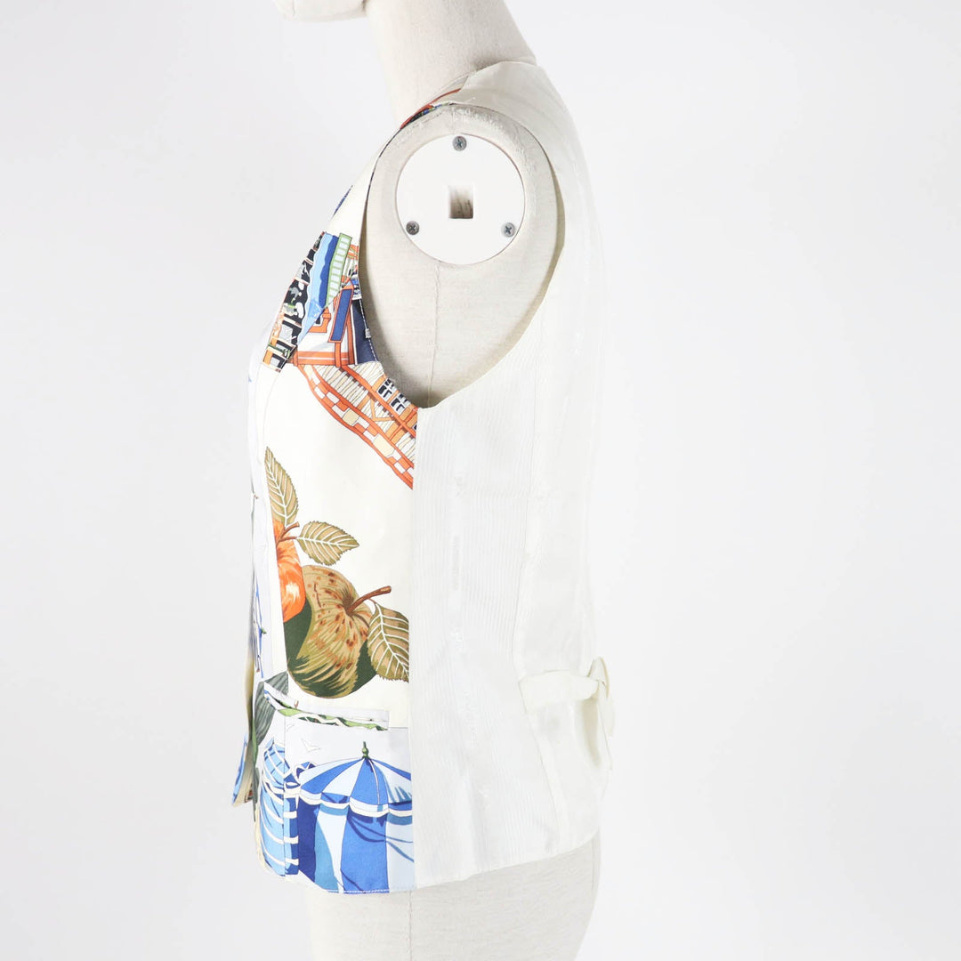 HERMES Vest Outer: 100% silk, Outer: 100% acetate, Lining: 100% acetate Multi Margiela period Women 40 Used Authentic