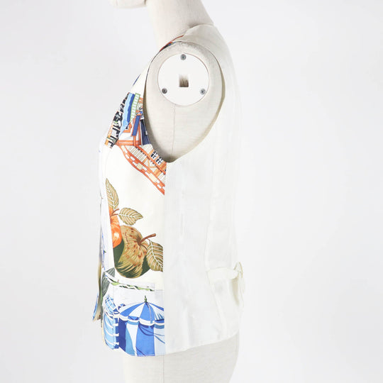 HERMES Vest Outer: 100% silk, Outer: 100% acetate, Lining: 100% acetate Multi Margiela period Women 40 Used Authentic