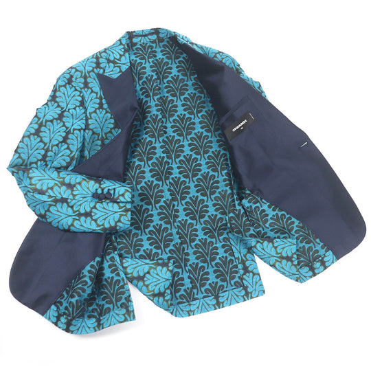 DSQUARED2 tailored jacket Outer: 63% polyester, Outer: 37% rayon, Lining: 100% silk, Sleeve lining: 100% polyester blue mens 50 Used Authentic