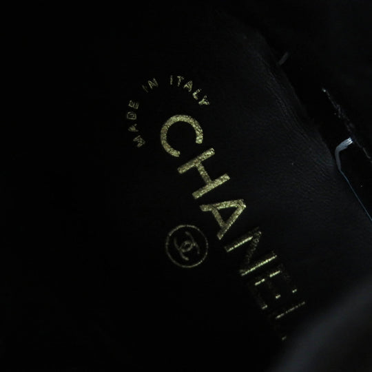 CHANEL short boots G35140 19B Main: Nylon, Main: Patent leather Black White Women 37 Used Authentic