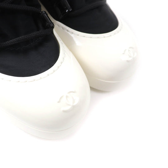 CHANEL short boots G35140 19B Main: Nylon, Main: Patent leather Black White Women 37 Used Authentic