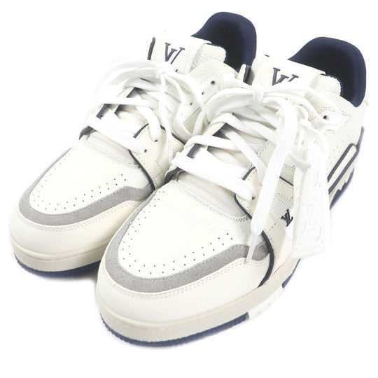 LOUIS VUITTON Low cut sneakers Main: Leather White navy LV Trainer Line mens 6 Used Authentic