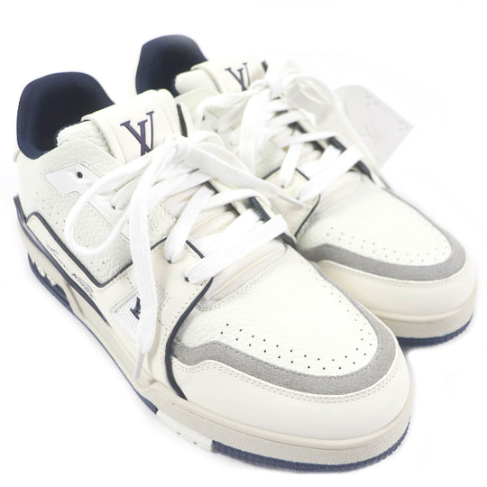 LOUIS VUITTON Low cut sneakers Main: Leather White navy LV Trainer Line mens 6 Used Authentic