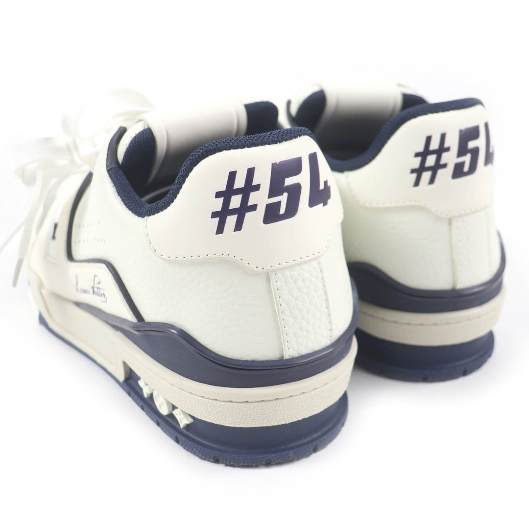 LOUIS VUITTON Low cut sneakers Main: Leather White navy LV Trainer Line mens 6 Used Authentic